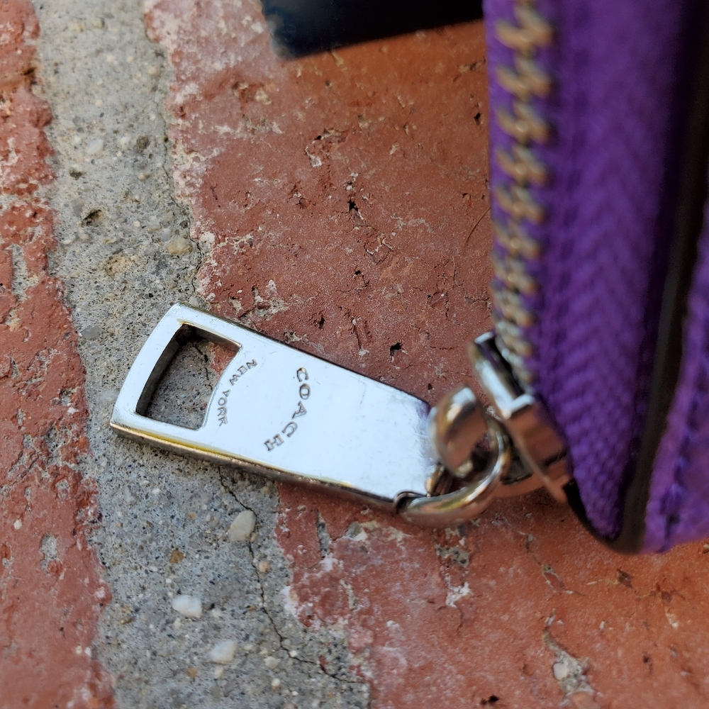 Electric Purple Coach Zip Up Wallet - Picture 2 of 6